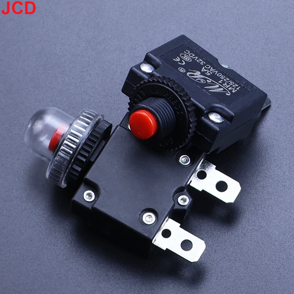 5pcs Circuit Breaker Overload Protector Switch Fuse 3A 4A 5A 8A 10A 12A 15A 18A 20A Resettable With Waterproof Cap