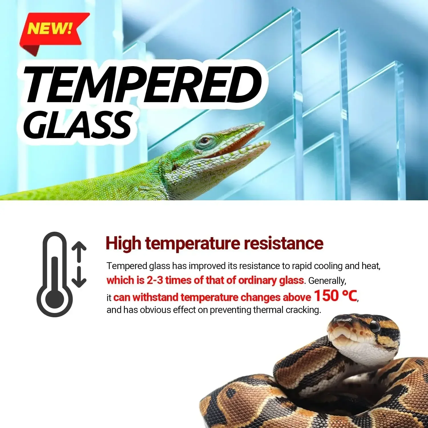 Glass Extra-Long Terrarium Habitats 48" x 18" x 18" Reptile Amphibians Large Enclosure for Snake/Bearded Dragon/Lizard ect. - view 5