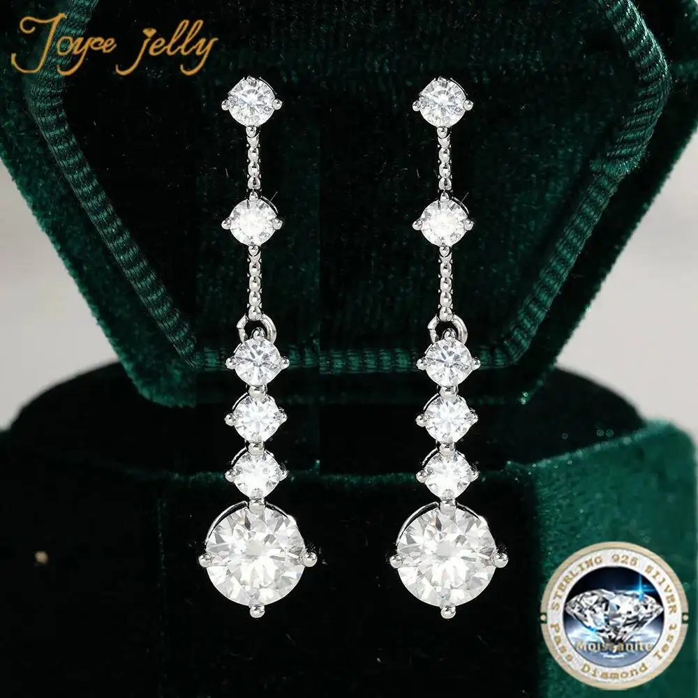 JoyceJelly 925 Sterling Silver Moissanite Earrings For Women D Color Lab-created Diamond Stud Earrings Wedding Jewelry With GRA