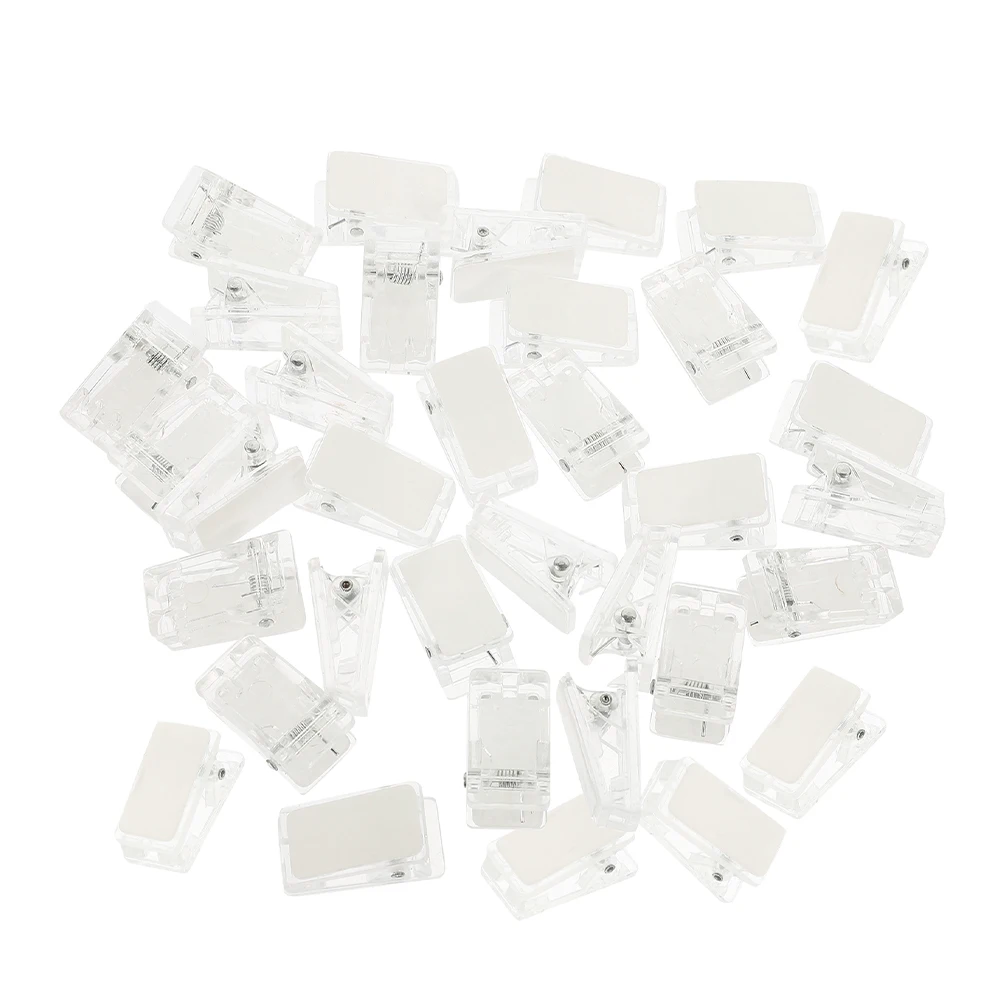 

60pcs ID Holder Self Adhesive Spring Clips Thickened Transparent Hanging Badge Clips for Work Small Plastic Sticky Pins