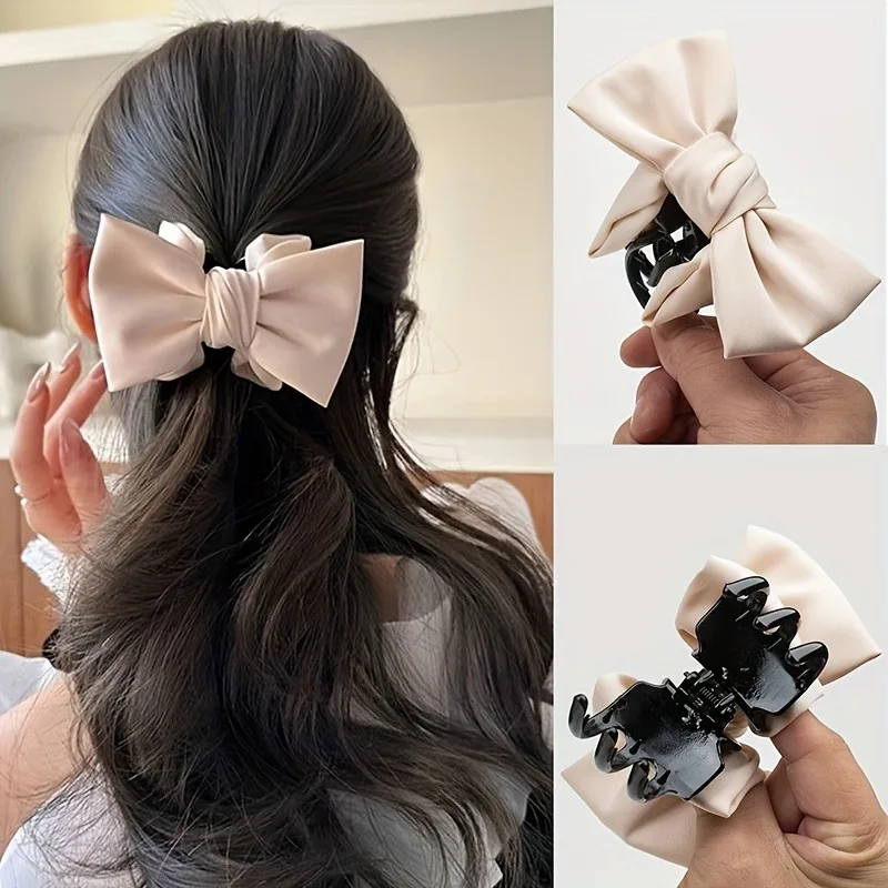 3er-Set glatte Satin-Haarschleifen-Clips, große, feste Scheiben-Haarspangen für Damen, für den Alltag, Dating, temperamentvolles Haar-Accessoire, Haarbündel-Haarschmuck
