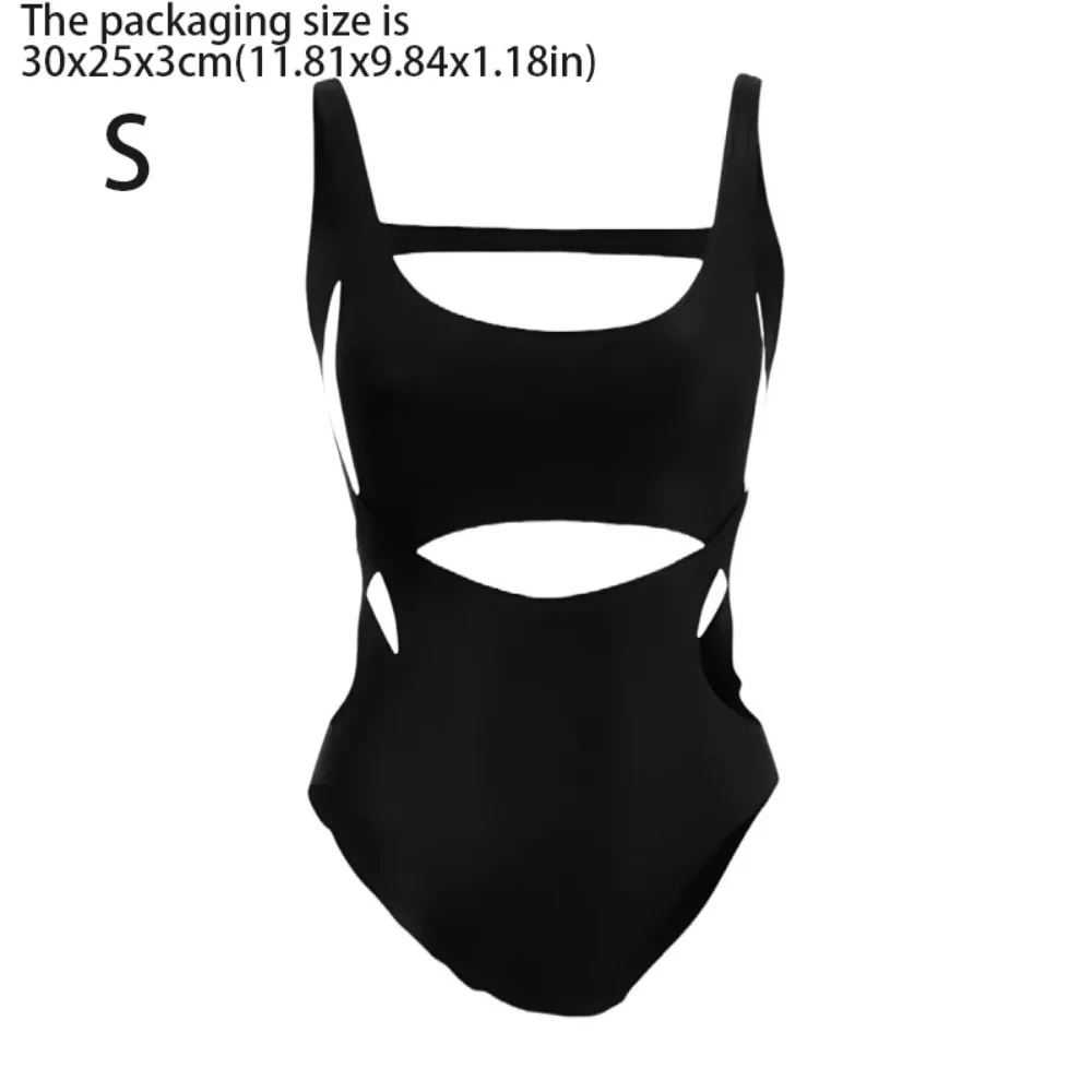 High Waist One-Piece Swimsuit Backless Design Solid Color Slimming Swimsuit Small Chest Dark Style Beach Bikini Swimming Pool