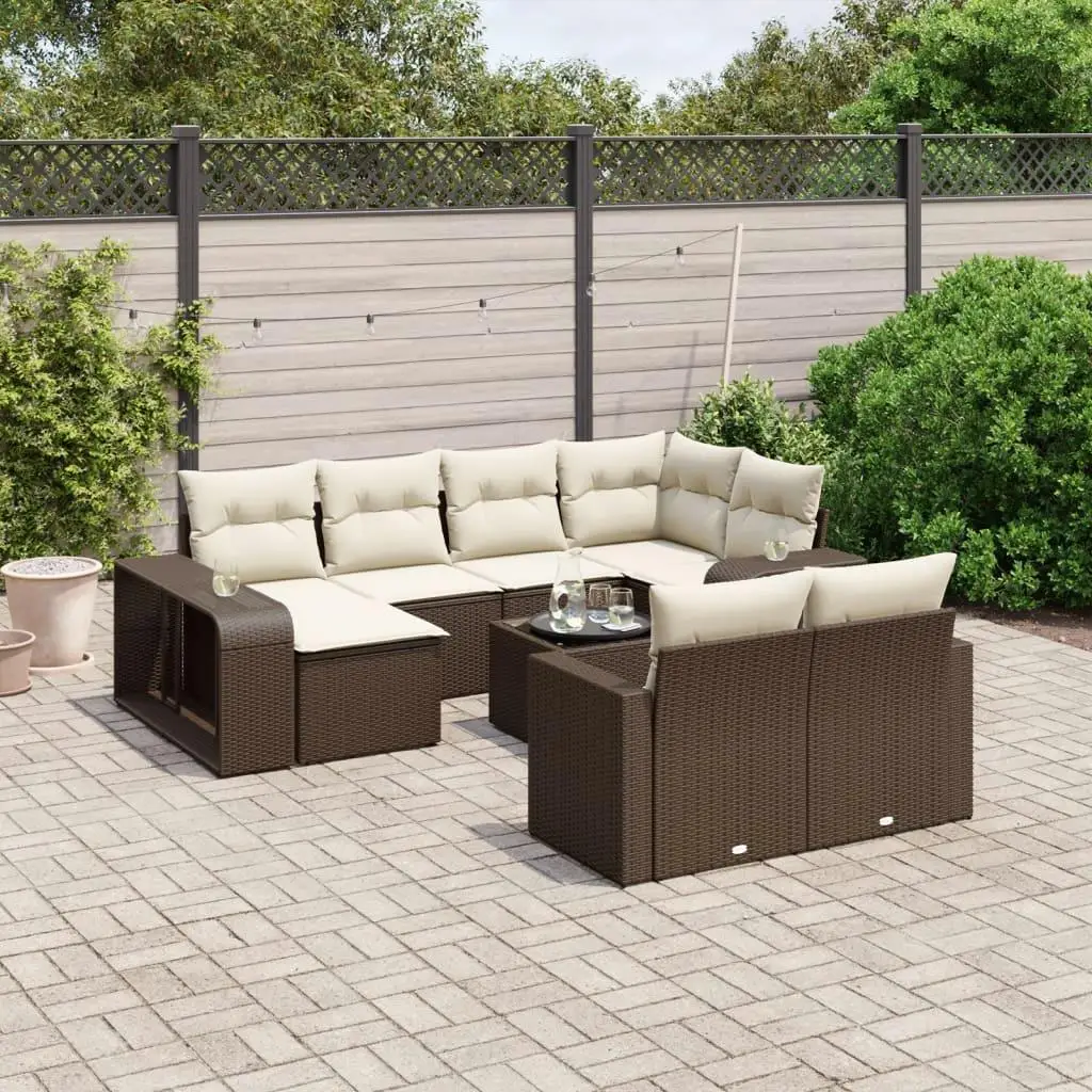 

Large Brown Poly Rattan Modular Garden Sofa Set Outdoor Furniture Relaxing Patio Sofa Sectional Seating
