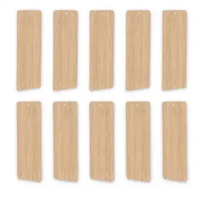 

10pcs Bookmark Material 14cm x 5cm Blank Bookmarks Hole for DIY Bamboo Bookmark Party Christmas Student Supplies