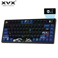XVX Wireless Low Profile Mechanical Keyboard L75 PRO Black Wave Kanagawa Tri-Mode Connection Gaming Keyboard Gasket-Mount Design