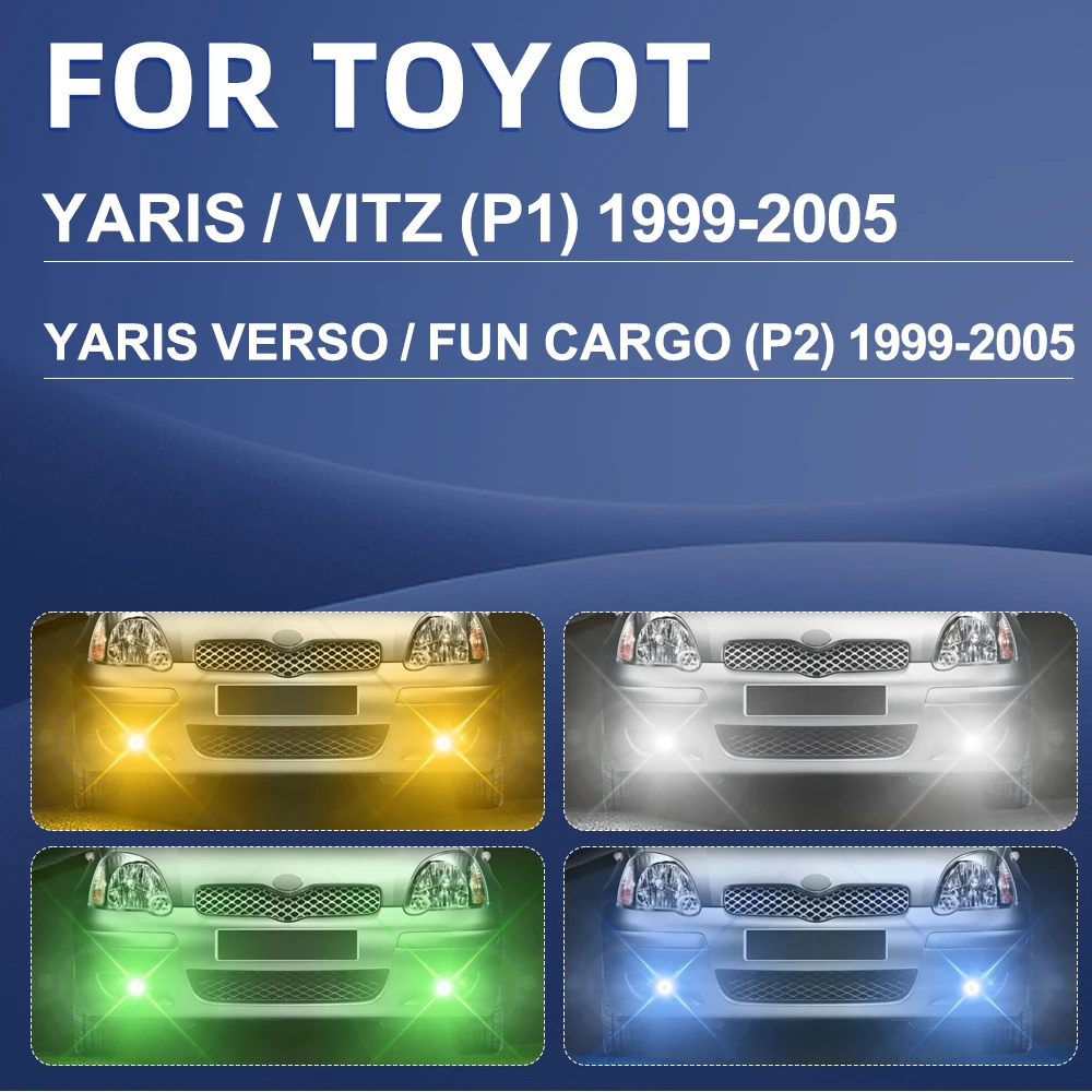 LED Front Fog Lights Bulb For Toyota Yaris Vitz P1 Verso Fun Cargo P2 1999-2005 2004 2003 2002 2001 Car LED Fog Lamp Dual Color