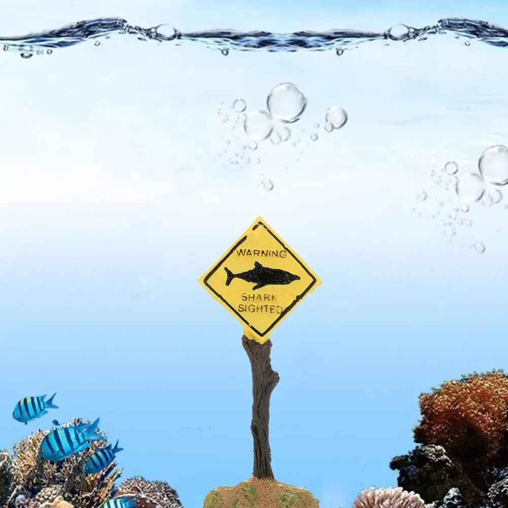 Cartoon Ornament Artificial Shark Warning Sign Aquarium Decoration Ornament Cartoon Resin Shark Warning Sign Artificial for Fish