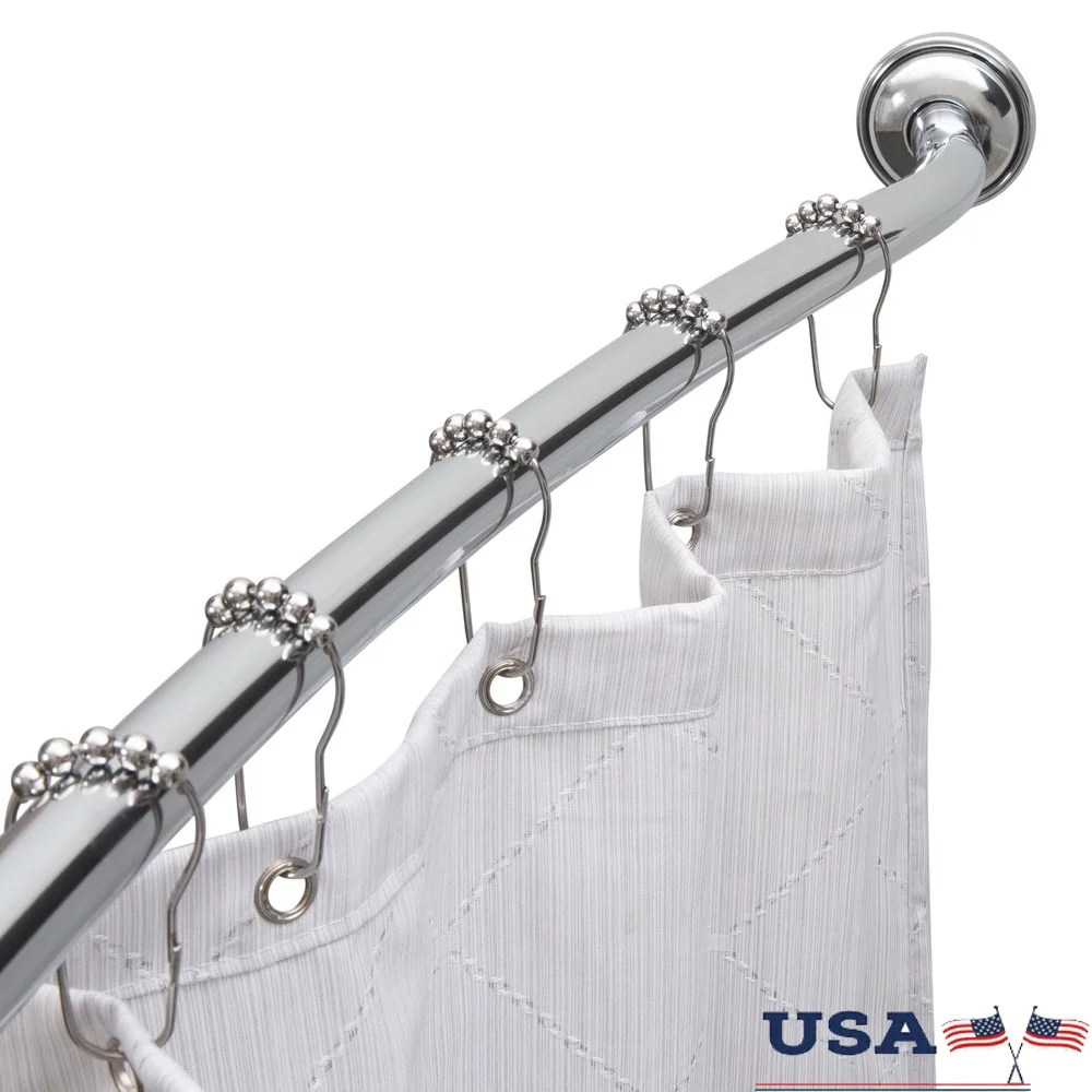 

Изогнутая занавеска для душа, регулируемая хромированная, компактная, устойчивая к ржавчине, простая установка, аксессуар для ванной комнаты, 33 процента, больше комнаты