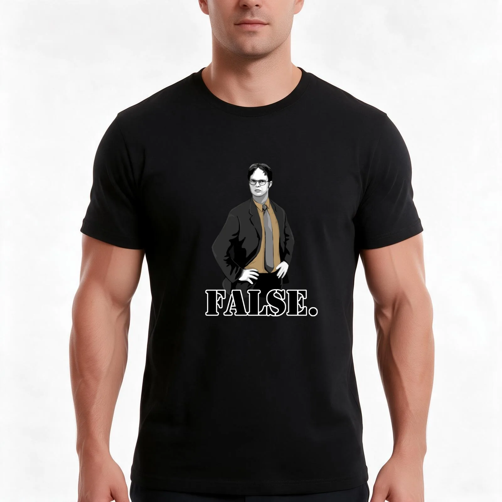 FALSE. T-Shirt, Summer Casual Cotton Tee, Oversized Streetwear Tops, Vintage Graphic Print, Loose Fit Short Sleeve, 100% Cotton