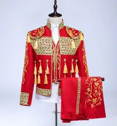 Trajes de escenario de Bullfighter español para hombres antiguos, traje que incluye chaqueta, pantalones cortos, actuación de corte, Primavera