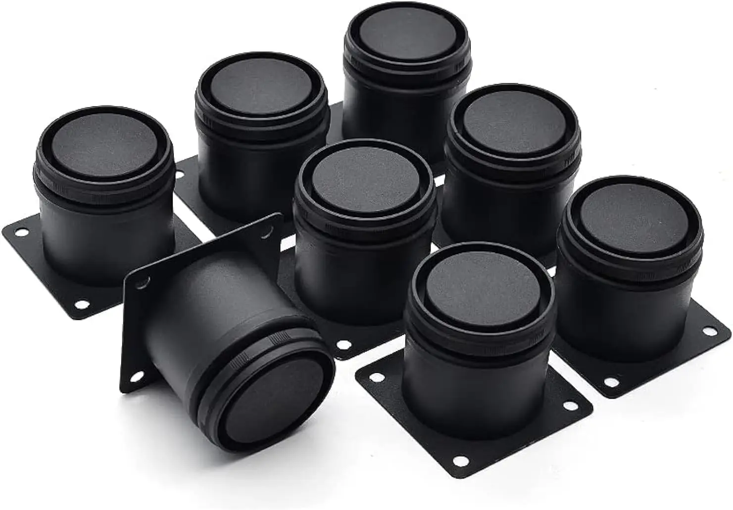 

8 Pack 2" Adjustable Metal Furniture Legs Black Stainless Steel for Cabinet Desk Sofa