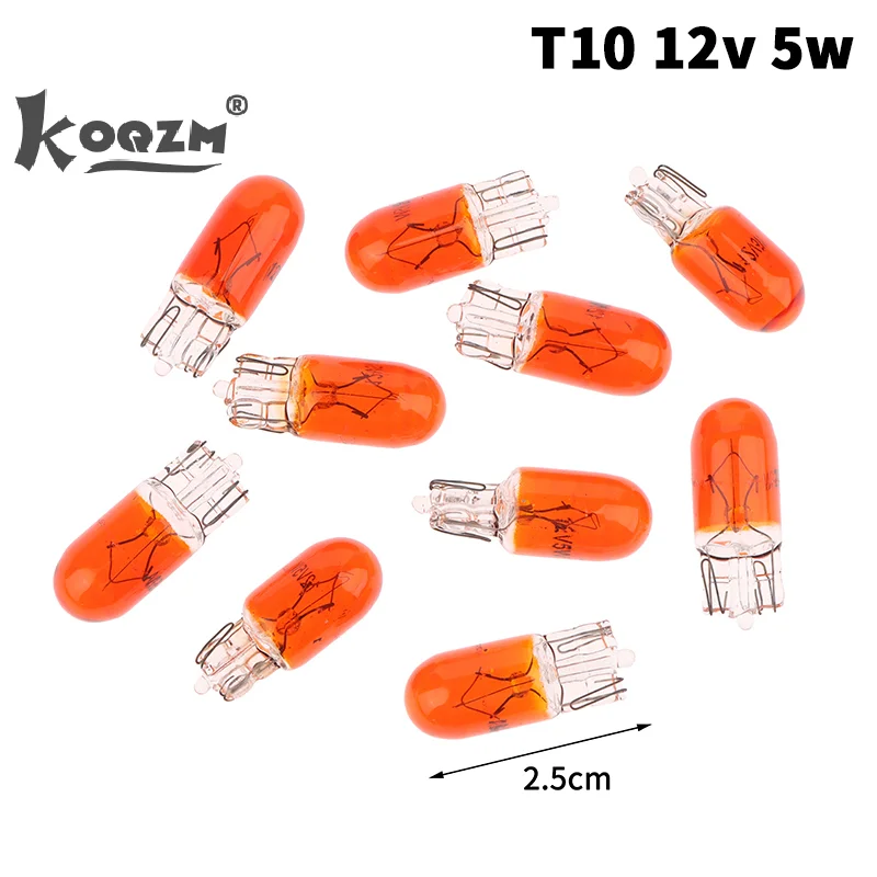 10Pcs 24V 1.2W T5 /12V 5W T10 Glass Light Bulb Dashboard Instrument Panel Brake Light Bulbs Headlights Lamp Lights Car Lights