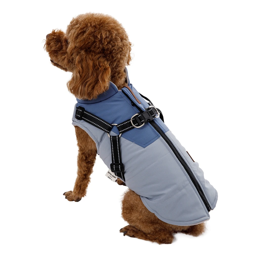 Winter Warm Dog Padded Clothes With Harness For Cold Weather Pet Dog Jacket Puppy Coats For Small Medium Large Dogs Cats Clothes