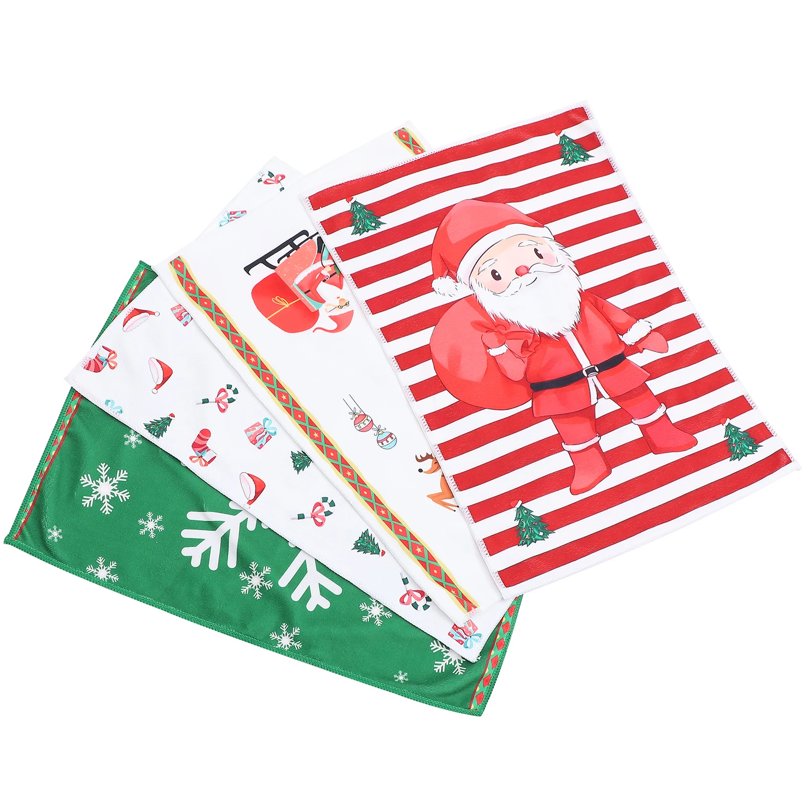 

4pcs Christmas Wash Towels Microfiber Cleaning Cloths 32x45cm Santa Snowflake Gifts Carriage Print Absorbent Kitchen Bath