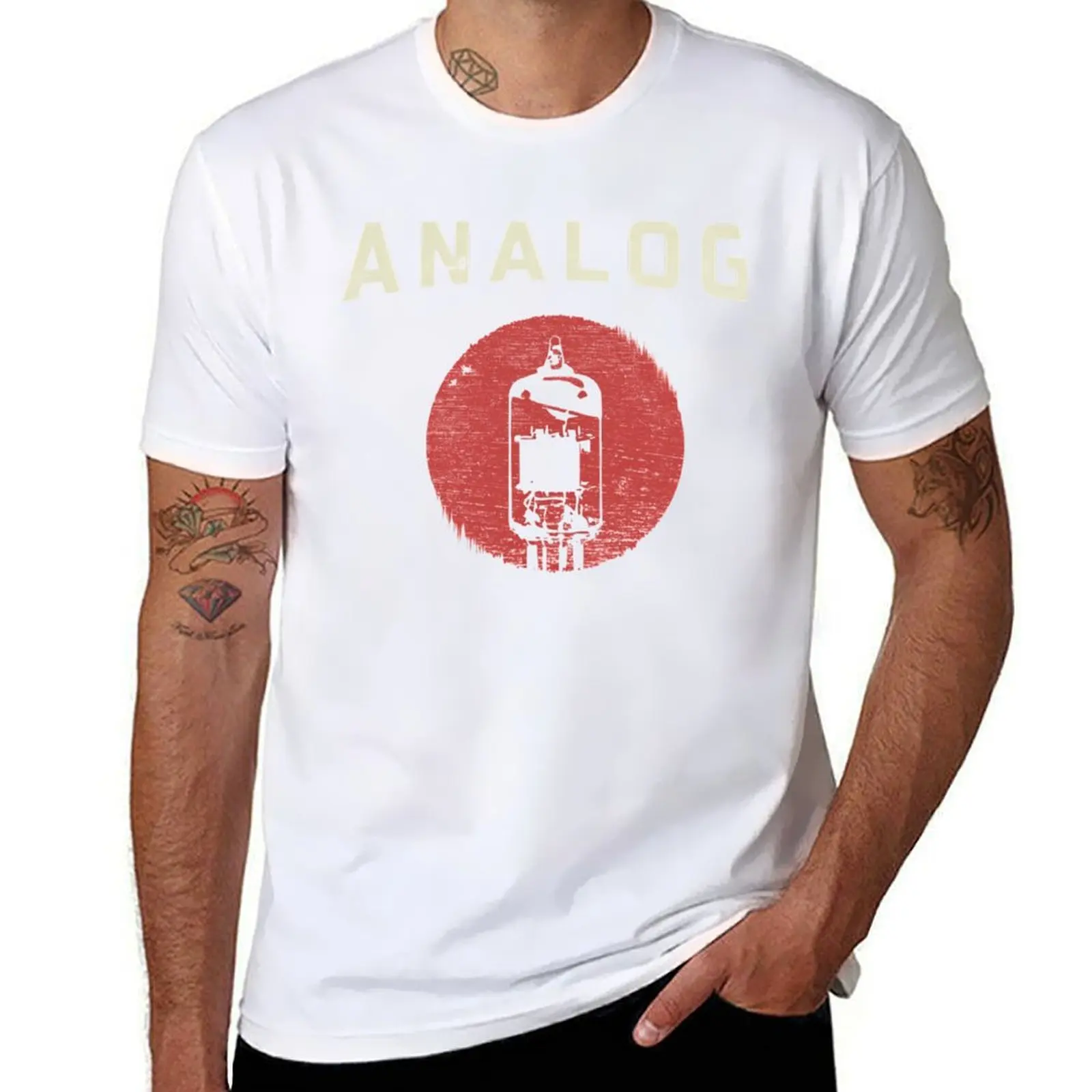 T-shirt con effetto invecchiato analogico VacuumTube, magliette grafiche superiori estive, magliette da uomo sublimi, girocollo di alta qualità