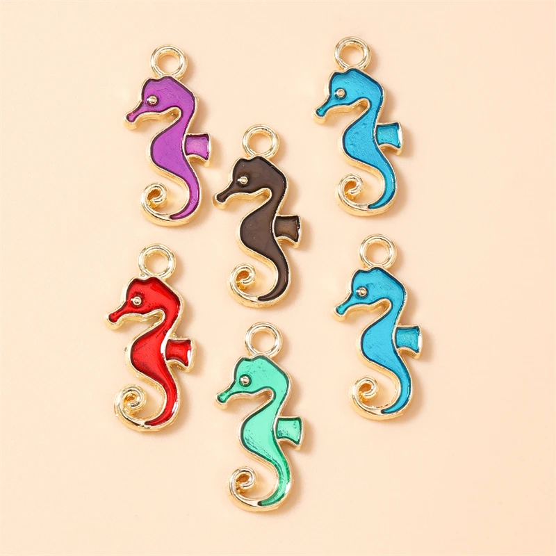 20 Stück 10x22mm Cartoon Tier Charms Emaille Seepferdchen Charms Anhänger für Schmuckherstellung Halsketten Ohrringe DIY Bastelzubehör – Detail 10