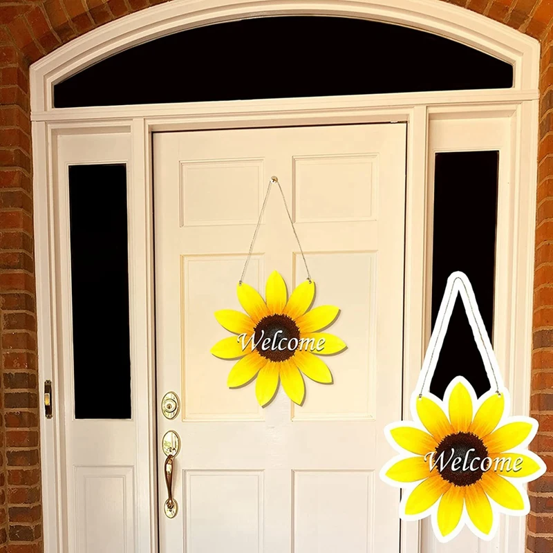 Unfinished Sunflower Wood Cutout Sunflower Sign Cutouts Sunflower Wood Door Hanger With 10M Natural Rope