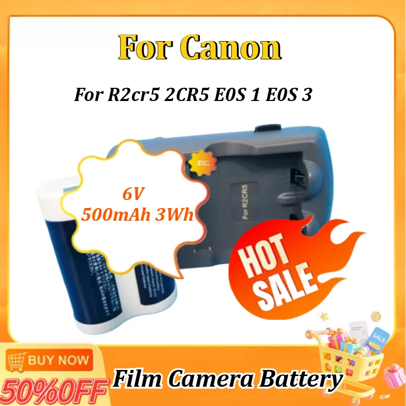 

6V 500mAh 3Wh Film Camera Battery for Canon EOS 1 EOS 3 R2cr5 2CR5 Rechargeable Lithium Black/White Batteries + Charger Sets