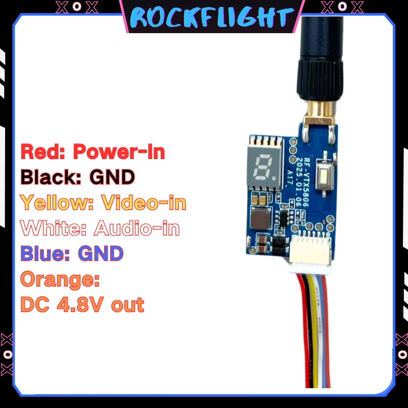 RockFlight RF5805 VTX 600 mW Videosender Micro Wireless Video Sender Modul 5,8 GHz VTX für 180-350 Klasse Quadcopter Drohne