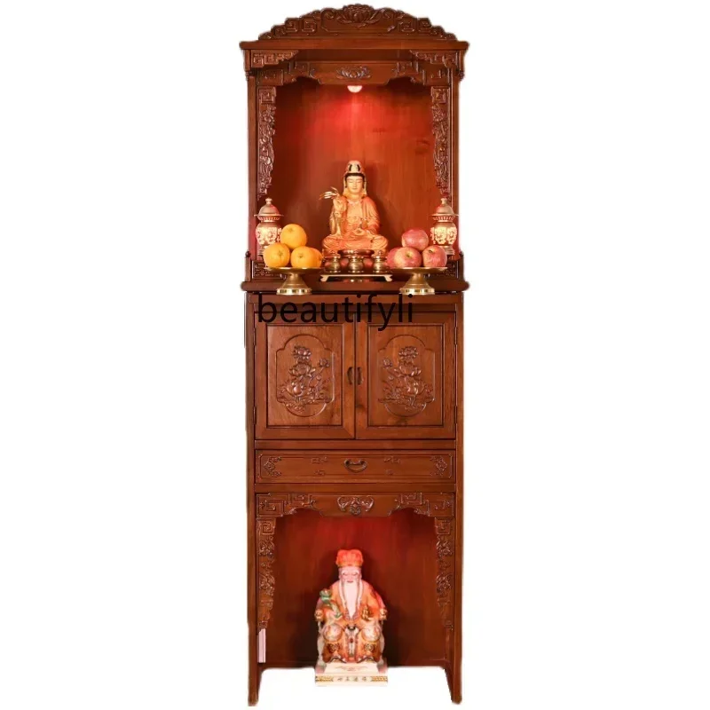 xz1Double-Layer Clothes Closet Red Sandalwood Buddha Shrine Economical Worship Altar AltarK182