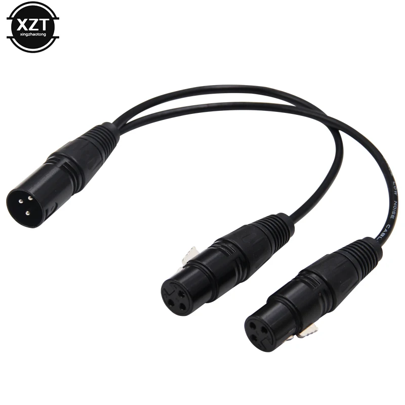 30cm XLR Splitter Cable Male to Dual Female Y-Splitter 3Pin Balanced Microphone Line Foil Braided Shielded For Microphone