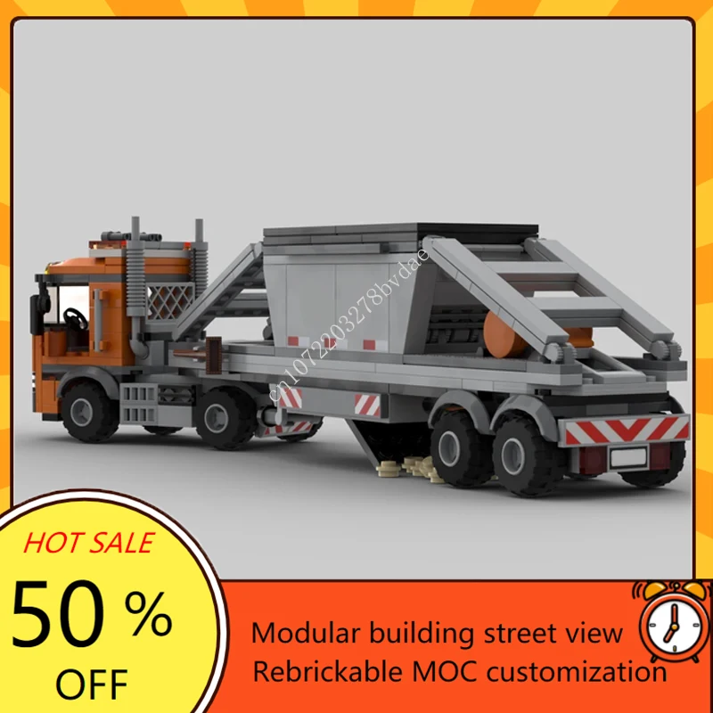 351PCS MOC City Transportation Truck & Center Dump Trailer Model Building Blocks Bricks DIY Creative Assembly Kids Toys Gifts