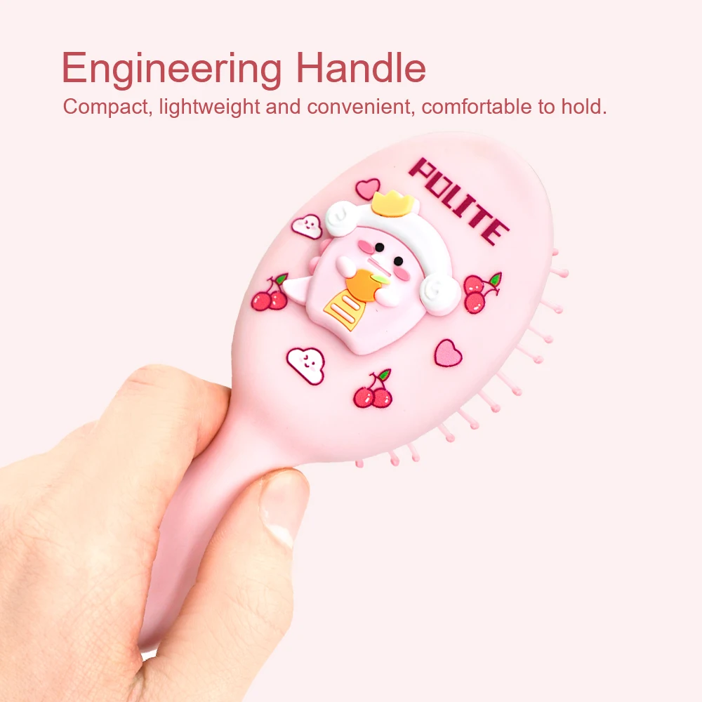 Cute Cartoon Girl Mini Air Cushion Comb Color Changing Little Dinosaur Pattern Massage Comb Travel Portable Comb Salon Hair Tool