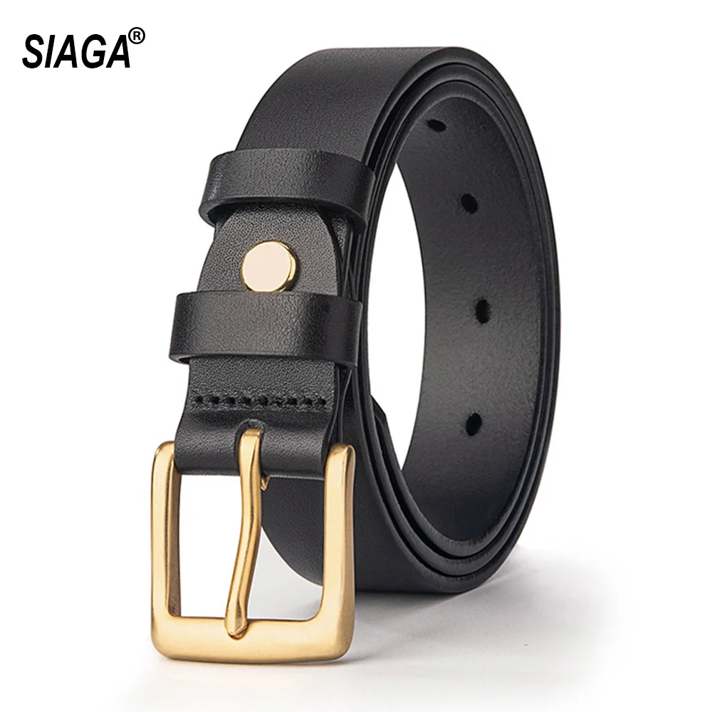 

Brass Pin Buckle 100% Solid Cowskin Leather Belts for Women 28mm Width
