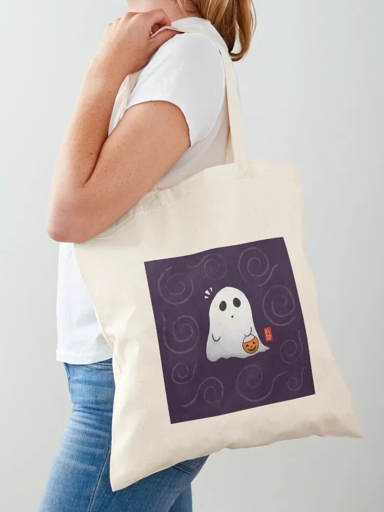 Cute Ghost - Trick or Treat - Halloween - (With Background) Tote Bag Portable shopping bag cloth bag woman Gift bags