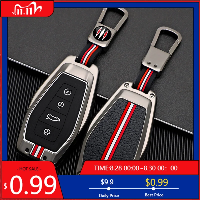 

Interior Stickers 4 buttons Metal + silicone car key case cover shell for Renault Grand Koleos Geely Coolray X6 Emgrand 2024 2