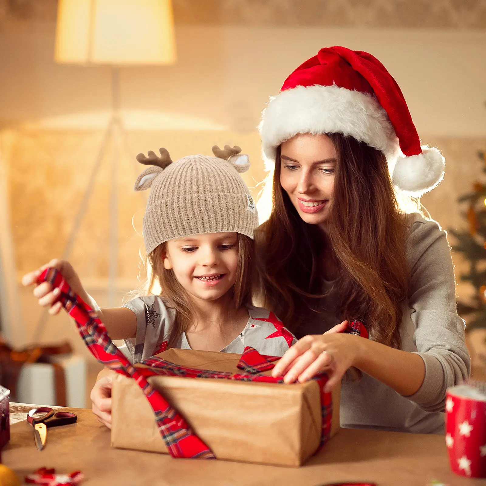 

24 шт. теплых зимних шапок для малышей с мультяшным оленем, утолщенные, цвета хаки, подходят для детей от 3 месяцев, вязаные шапки для детей и младенцев