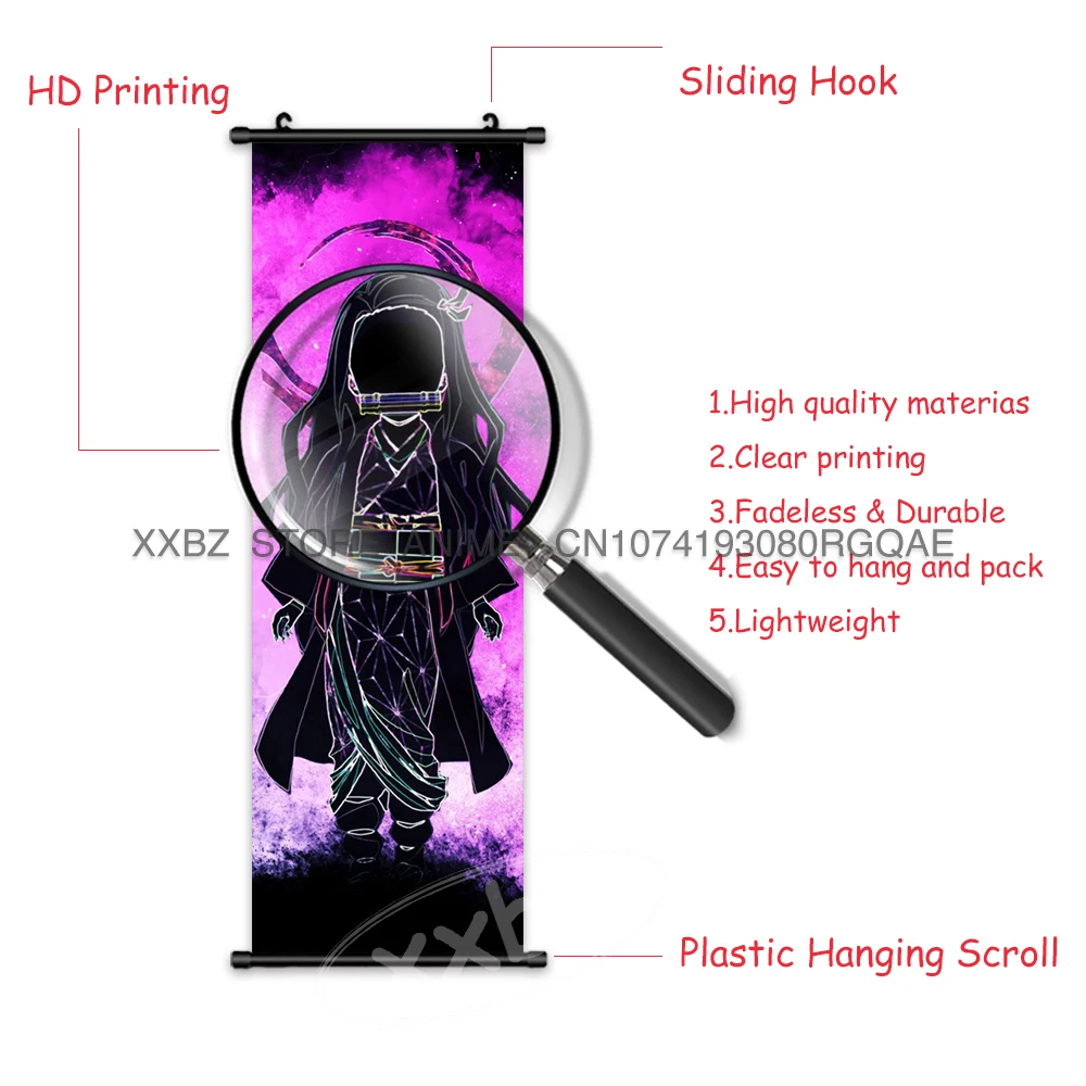 Dämon Slayer Schriftrollen Bilder Anime Leinwand Poster Kamado Nezuko Wand Kunst Hängen Malerei Kochou Shinobu Wohnkultur Wohnzimmer – Detail 6