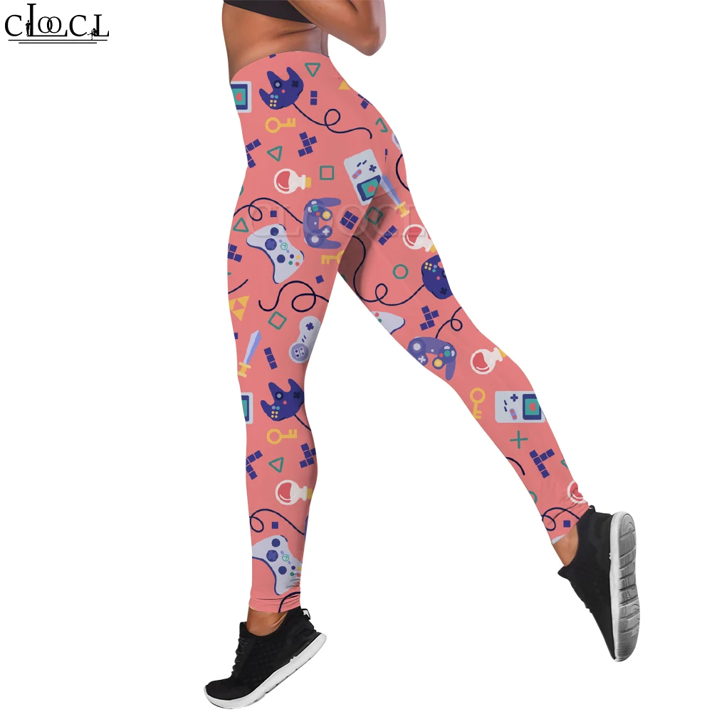 CLOOCL Frauen Nahtlose Leggings Fitness Hose Push-Up Schlanke Strumpfhosen Cartoon Comic Stil Druck Gesäß Leggings