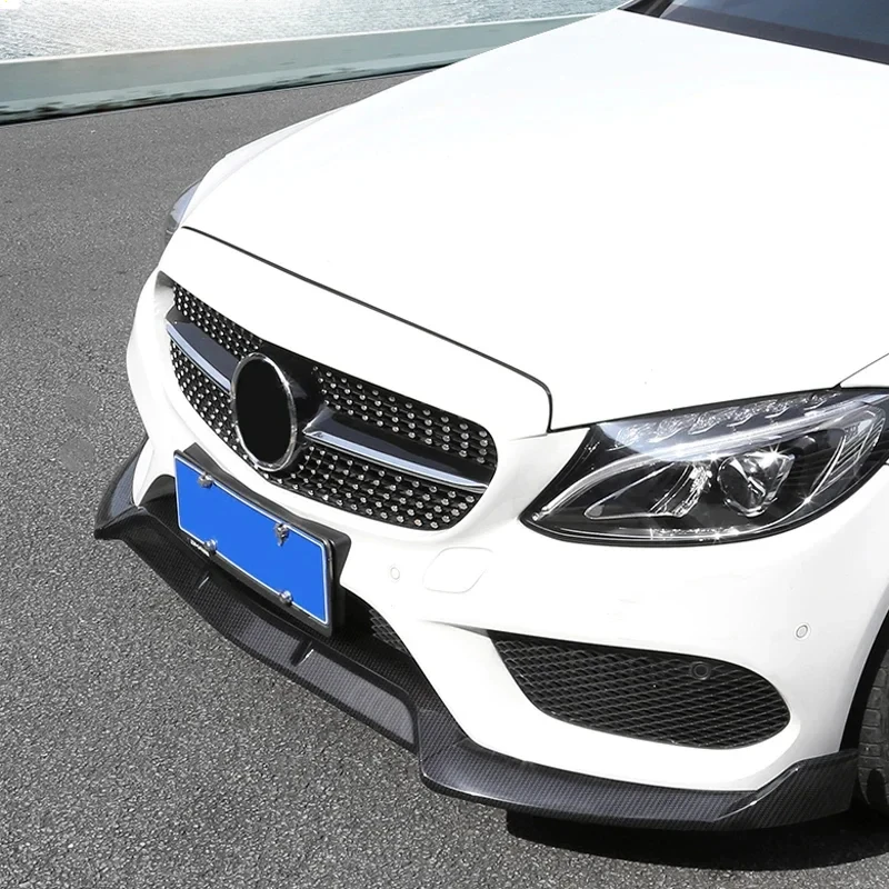 For Mercedes Benz C Class W205 2014-2021 Car Front Bumper Lip Accessories Splitters Front Blade Guard Protector Cover Body Kits