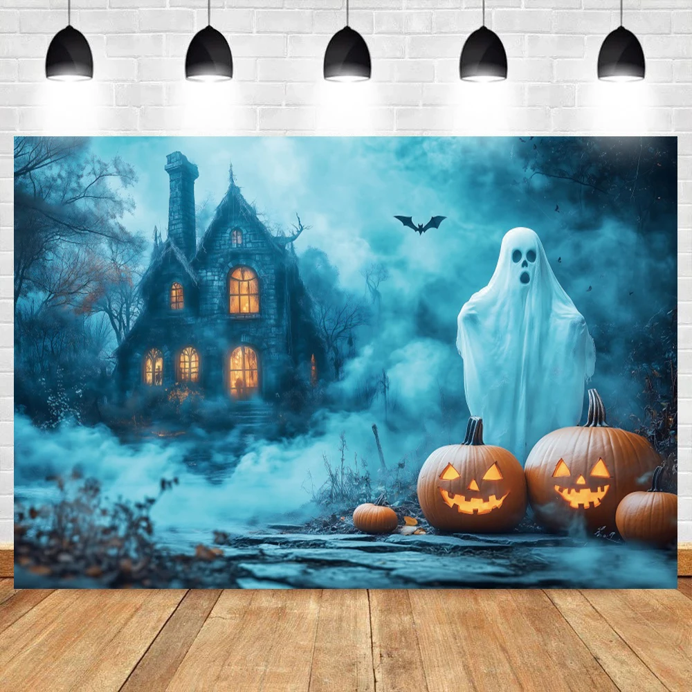 Halloween Photography Backdrop Horror Night Castle Magic Potion Black Cat Pumpkin Lanterns Kids Family Portrait Photo Background