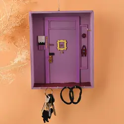 Purple Door Friends Key Holder Wood Box Hanging Key Wooden Hanger Storage Rack Organizer Shelf Home Wall Decor Crafts Gift