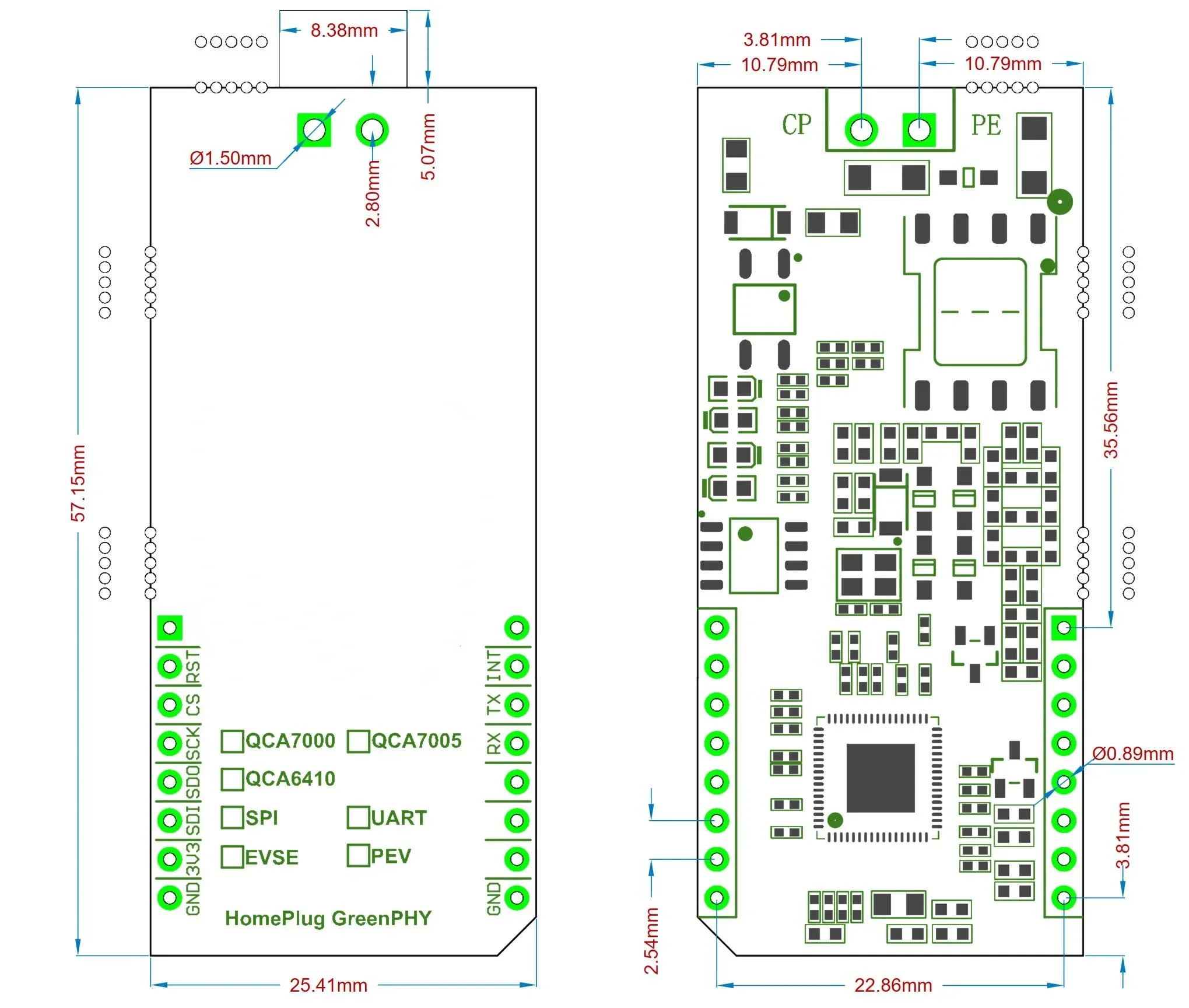 QCA7000/7005 Development Board Home Plug Green PHY/ISO15118 Raspberry