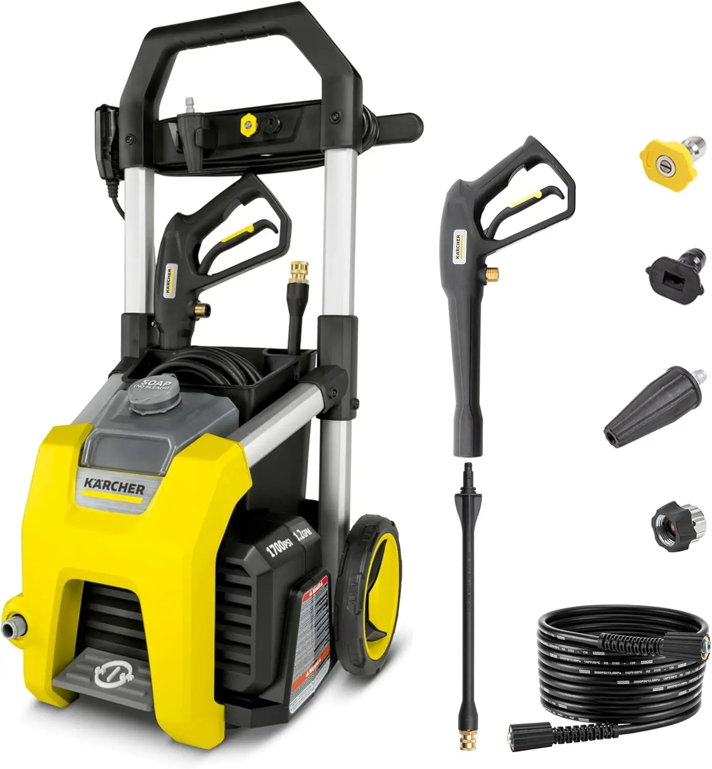 High-Pressure Cleaning for Cars, Driveways, Siding, and Patios, CETA Certified, 3 Spray Nozzles, Detergent Tank