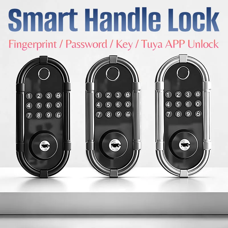 Long Battery Life Type-C Emergency Power Safety Protection Tuya Smart Fingerprint Deadbolt Lock  Key/Password/ Tuya APP Unlock