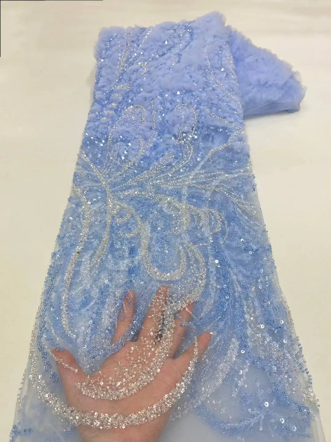 Africa Nigerian Beaded French Mesh Lace With Sequins High Quality 2025 Embroidery Lace Sequins Lace For Wedding Dresses Women