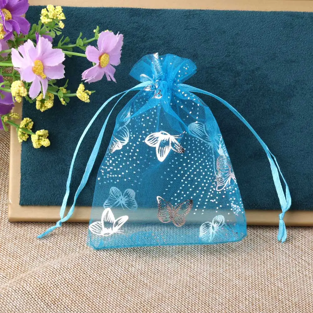 50pcs/lot Organza Bag Gift Bag Butterfly Colorful Gifts Pouches For Wedding Party Candy Bag  Jewelry Packing Wholesale