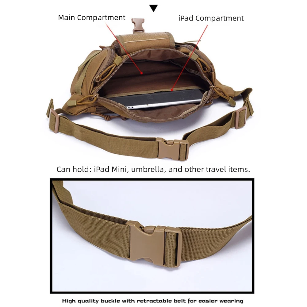 Waist Bag,Men's Fanny Pack,Outdoor Sports Waist Pouch,Multipurpose Belt Bags For Camping Hiking Traveling Running Fishing