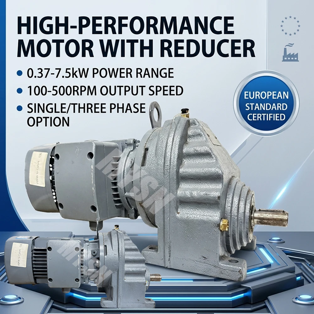 1100W 1500W Motor Reductor 2.2KW Cast Iron RF57 Inline Gear Units Motor Vertical Helical Speed Reducer with Gearbox Gear Reducer