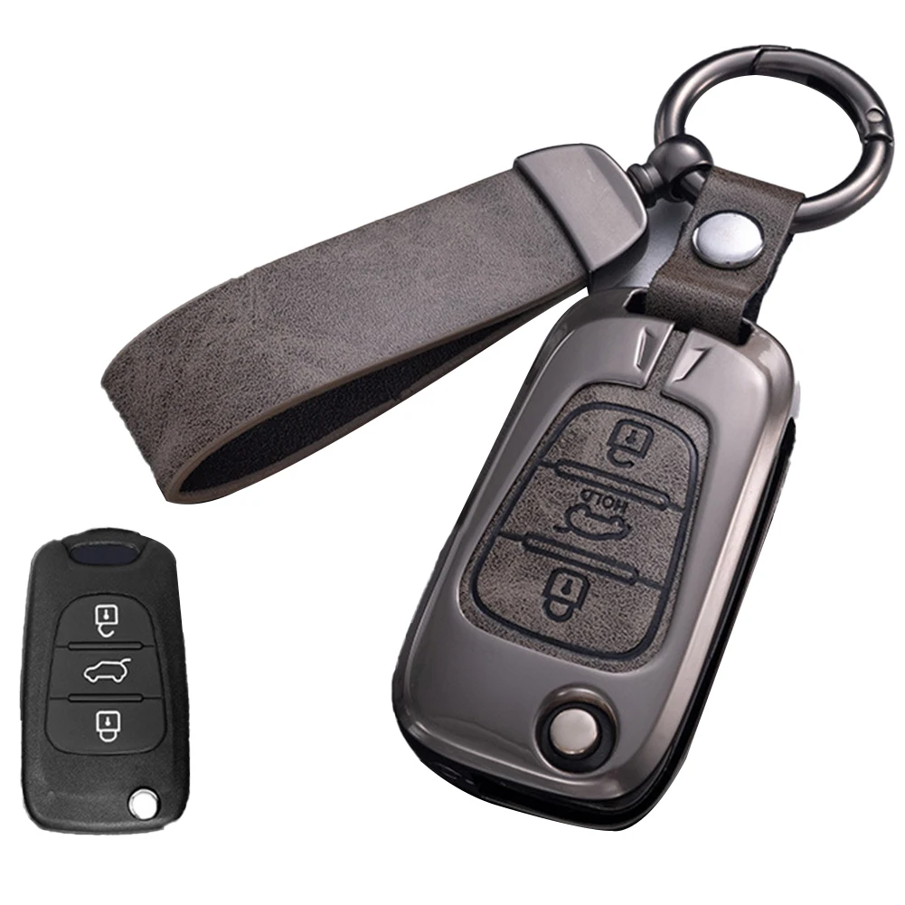 1 st Sleutel Case Cover Met Sleutelhanger Kunstleer Afstandsbediening Flip Autosleutelzakje Case Cover Voor Hyundai Voor Elantra Voor Kia Auto Accessoires