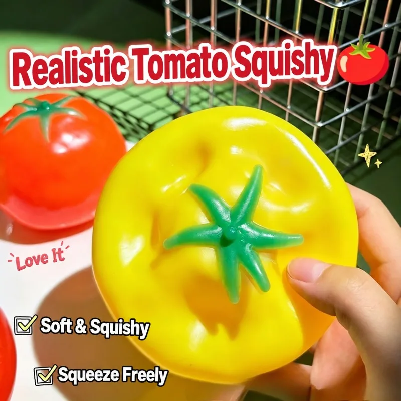 Kokosnussöl-Tomaten-Quetschspielzeug, weicher, realistischer Tomaten-Stressball, Quetsch-Stressball zur Stresslinderung, Partygeschenke, Quetsch-Stress-Geschenke – Detail 3