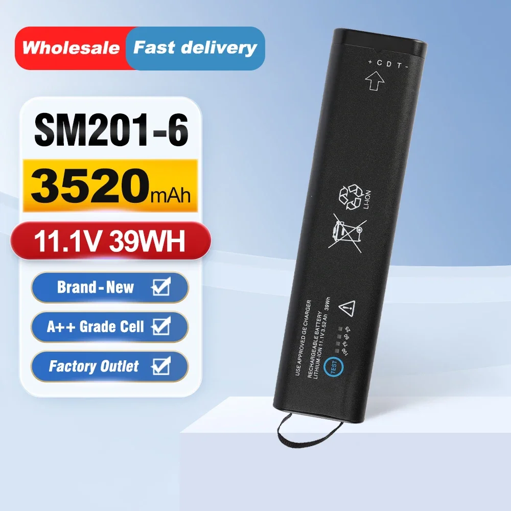 SM201-6 Rechargeable Battery For GE DASH 3000 4000 5000 B20 B30 B40 B20I B30I B40I FTB-100 FTB-300 FTB-400 3.52Ah/39WH