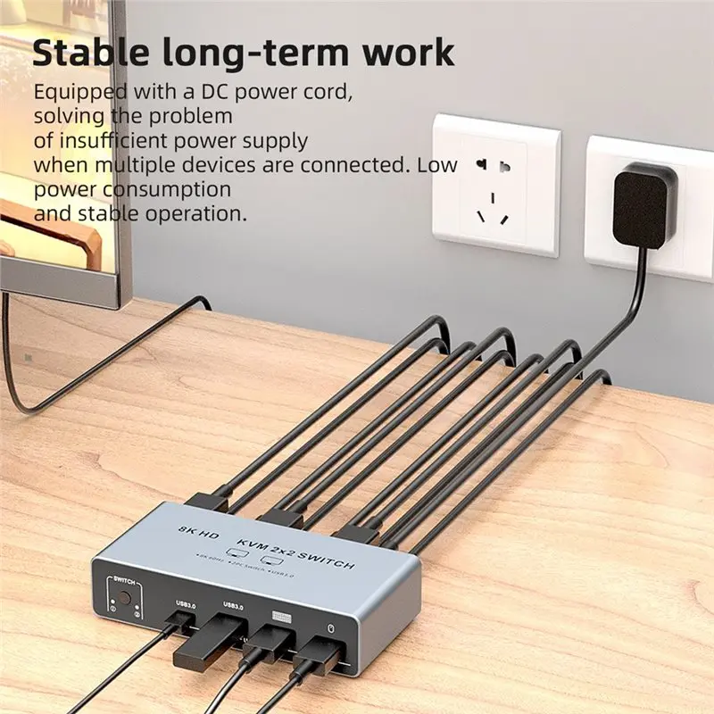 

Компьютерный KVM-переключатель 2x2 с поддержкой 8K, двухэкранное подключение, 2 входа/2 выхода, для совместного использования монитора, клавиатуры и мыши с ноутбуком/ПК - 【A74Z Miuai】