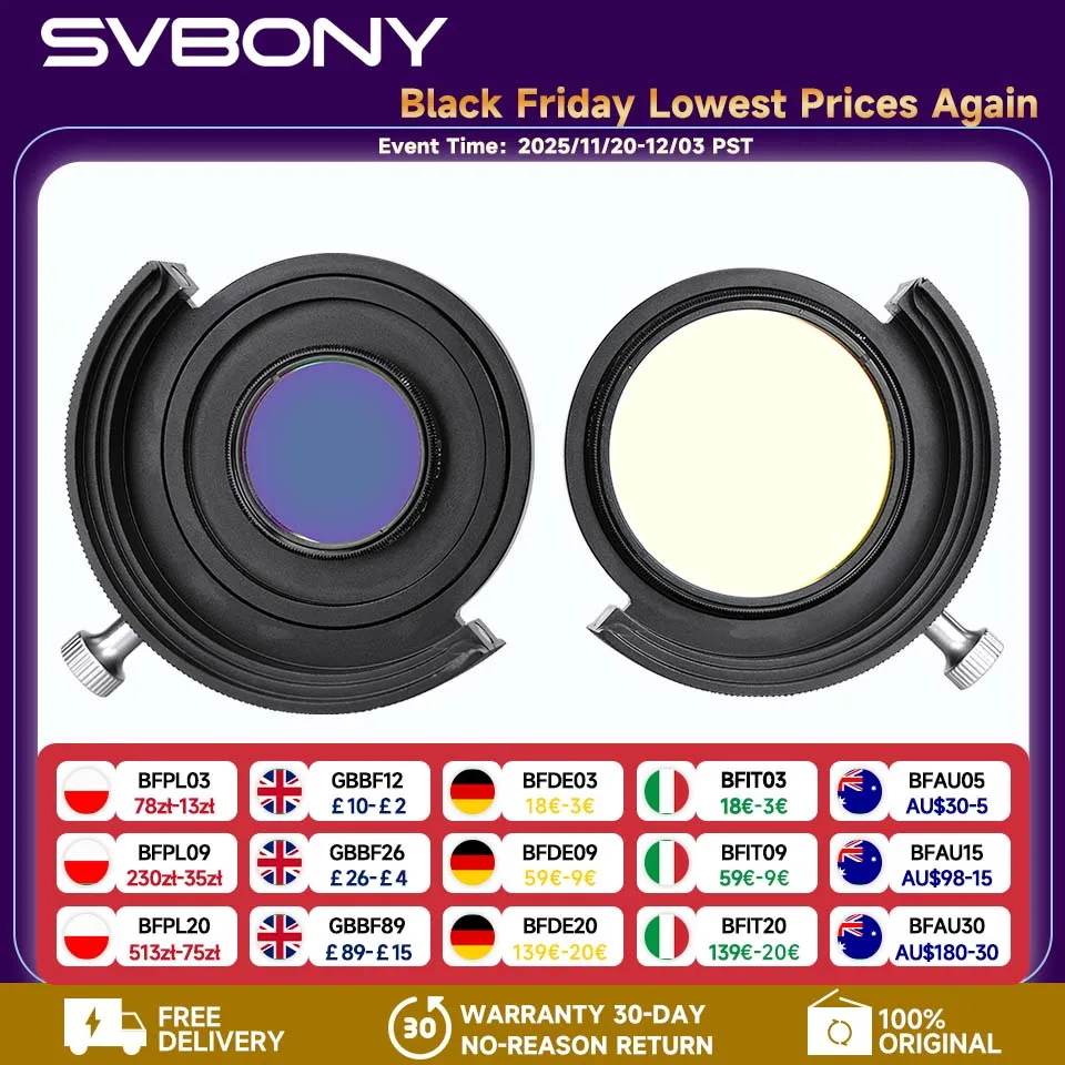 

SVBONY SV226 Filter Drawer Full Metal 1.25&2inch Filter Holder CNC Integrated Molding M48x0.75 for Astrophotography