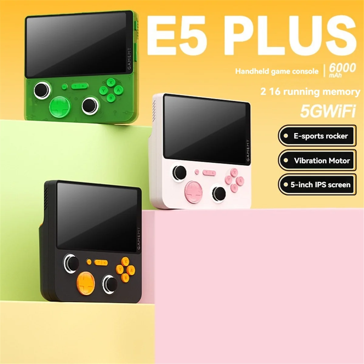 Quente! E5Plus Console de videogame portátil 5 polegadas HD Retro Game Console 6000mAh 128G Video Handheld Game Console B