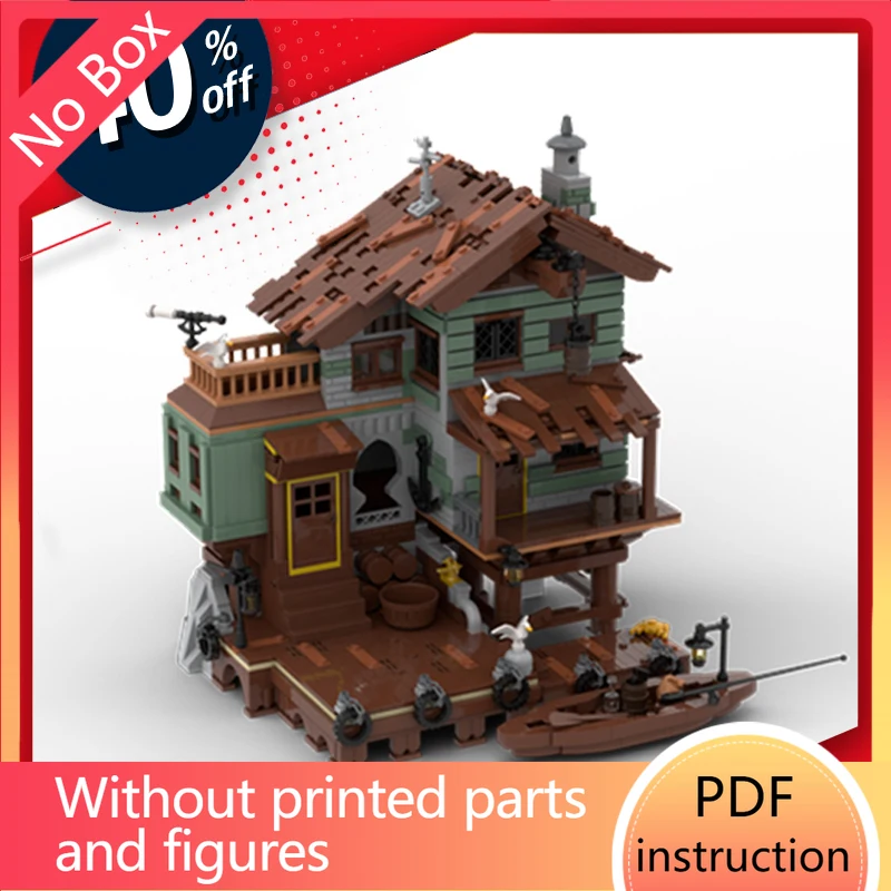 

Набор строительных блоков Fisher Hut, рыболовная деревня, лодка, док-домик, рыболовная кабина, набор блоков, рыбацкий домик, Рождество